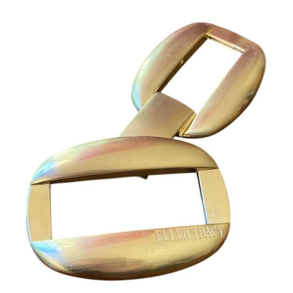 Belt Buckle Vintage Two Piece Goldtone Clasp Women 70s 80s 90s Ellen Tracy Metal - Picture 11 of 12